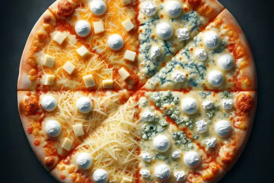 Pizza Quattro Formaggi: Pizza med fire oster